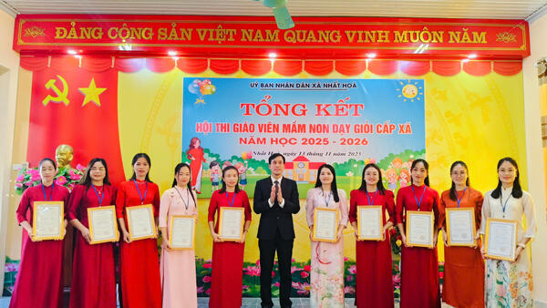Xã Nhất Hòa tổ chức Tổng kết Hội thi giáo viên mầm non dạy giỏi cấp xã năm học 2025–2026.